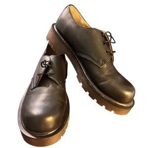 Prima Royale Uni Trend Black Leather Platform Chunky Lug Sole Oxford Shoe Sz 9